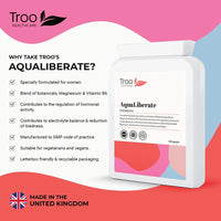 Troo AQUALiberate 90 Capsules - Electrolyte and Hormonal Balance Supplement for Women - Botanical Blend with Magnesium and Vitamin B6 - UK Manufactured to GMP Standard