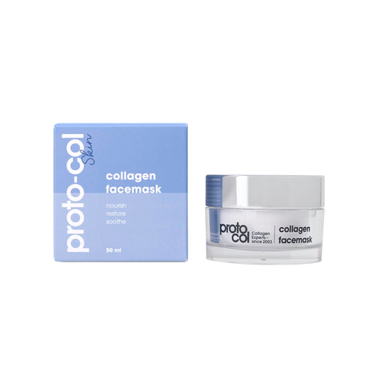 Proto-col - Collagen Face Mask, Anti-ageing Beauty Treatment with Vitamins A, C and E + Aloe Vera + Sweet Almond, Boosts Natural Collagen Levels for Plump, Hydrated and Firm Skin (50ml)