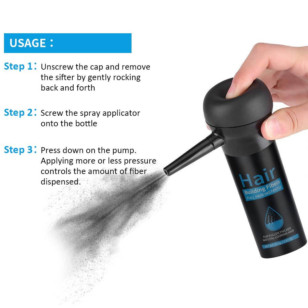 Pegciz Hair Fibres, Hair Fibres Dark Brown for Thinning Hair, Instantly Conceals Hair Loss in 15 Sec, Hair Loss Concealer for Women and Men (Dark Brown)