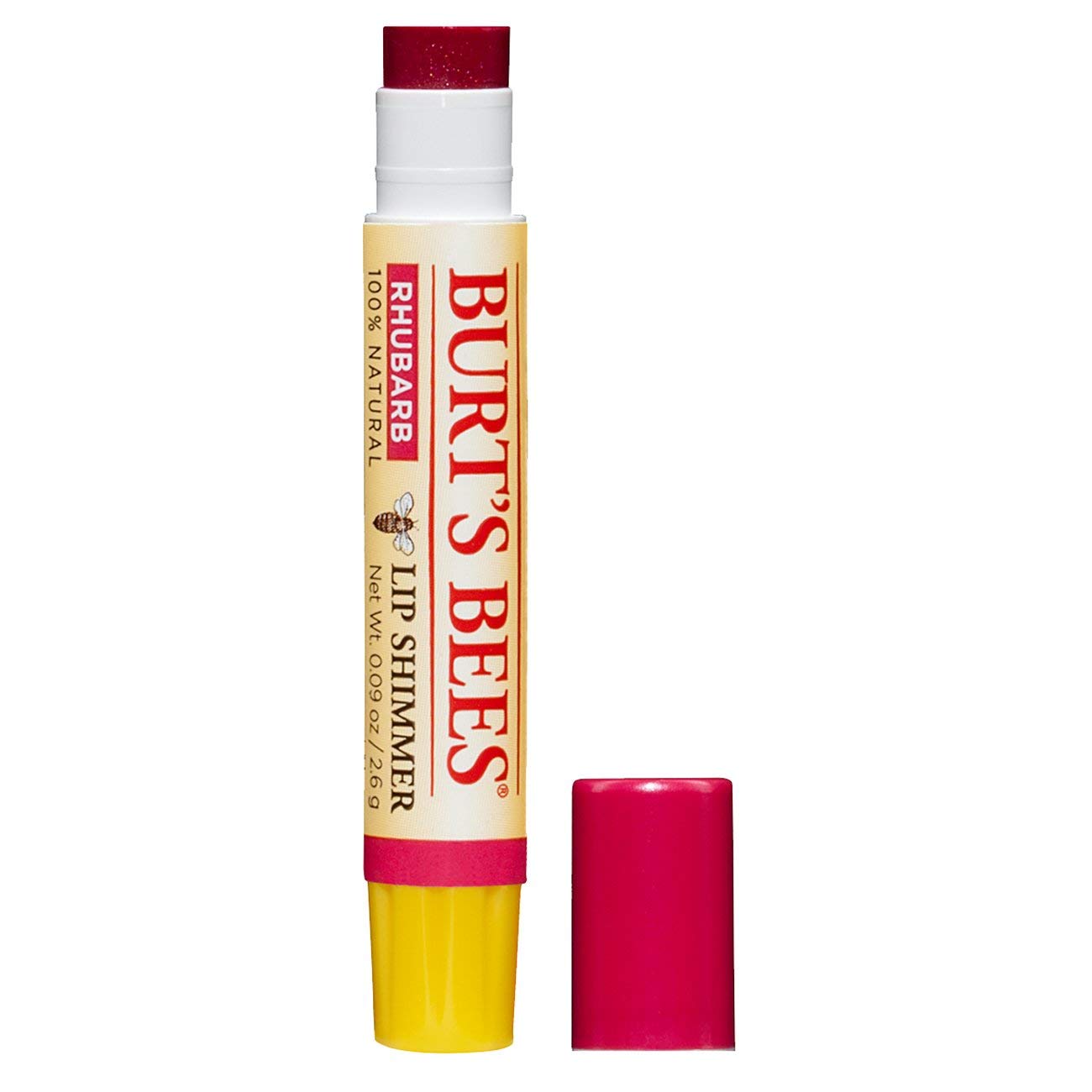 Burt's Bees 100% Natural Moisturising Lip Shimmer, Rhubarb with Shea Butter, Beeswax and Vitamin E, 2.6g