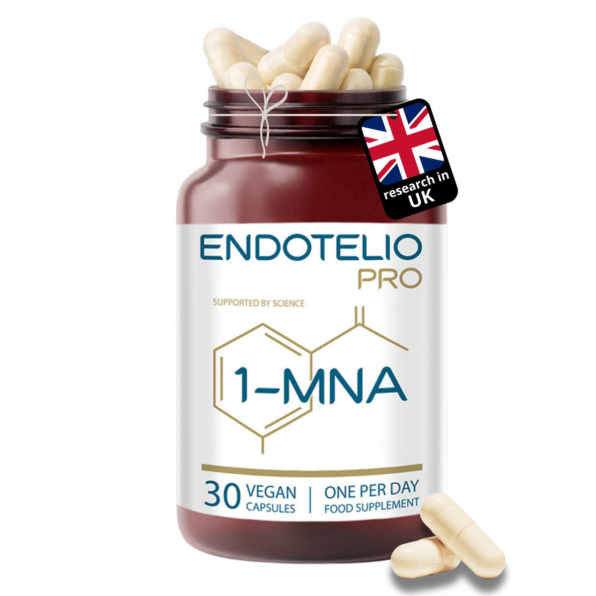 ENDOTELIO Endotelio 1-MNA PRO, High Strength Next-Generation NAD Supplement Precursor, NMN & NMNH Alternative NAD Supplement, 2X Double Dose, Pure Vitamin B3 Metabolite Anti Ageing, Longevity, 30 Capsules