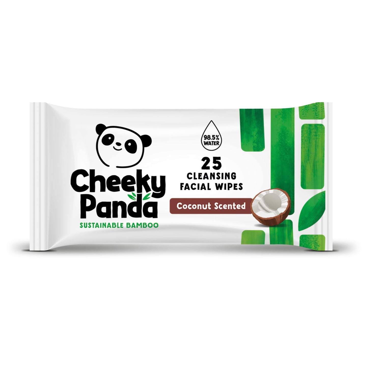 The Cheeky Panda Bamboo Facial Make Up Remover Wipes | Sustainable Face Wipes Eye Makeup Remover | Coconut Scented Pack of 25 Face Wipes | 99% Purified Water