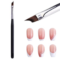 Honey Joy Oblique Head French Tip Nail Brush Black Handle UV Gel Acrylic Painting Drawing Pen Pack of 1, HJ-NB078