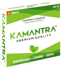 KAMANTRA™ - Mantra to Enhance Your Performance - Extra Strength Performance Enhancing, Stamina Endurance Booster Green Supplement Tablets for Men - 4 Ginseng Tablets
