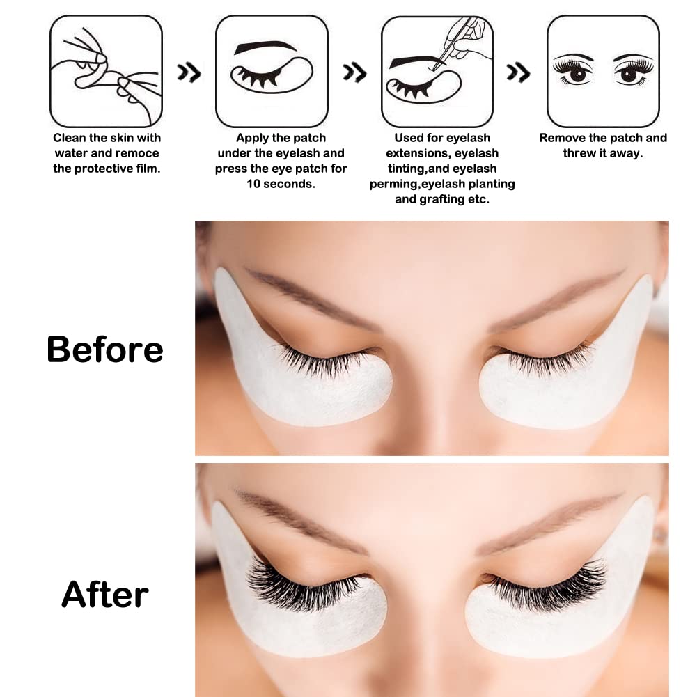Boerni Eye Gel Pads, Lint Free Eyelash Patches, 100 Pairs Under Eye Gel Pads for Pro Salon and Individual Eyelash Extension (PINK)