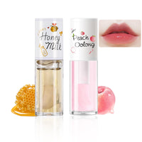 GEEWHILE Hydrating Lip Oil Set, Long-lasting Clear Lip Gloss Set For Teenage Girls, Fruit Flavoured Lip Oil Plumping & Moisturizing, Lip Glow Balm Liquid Lipstick for Women Lip Care (2PCS)