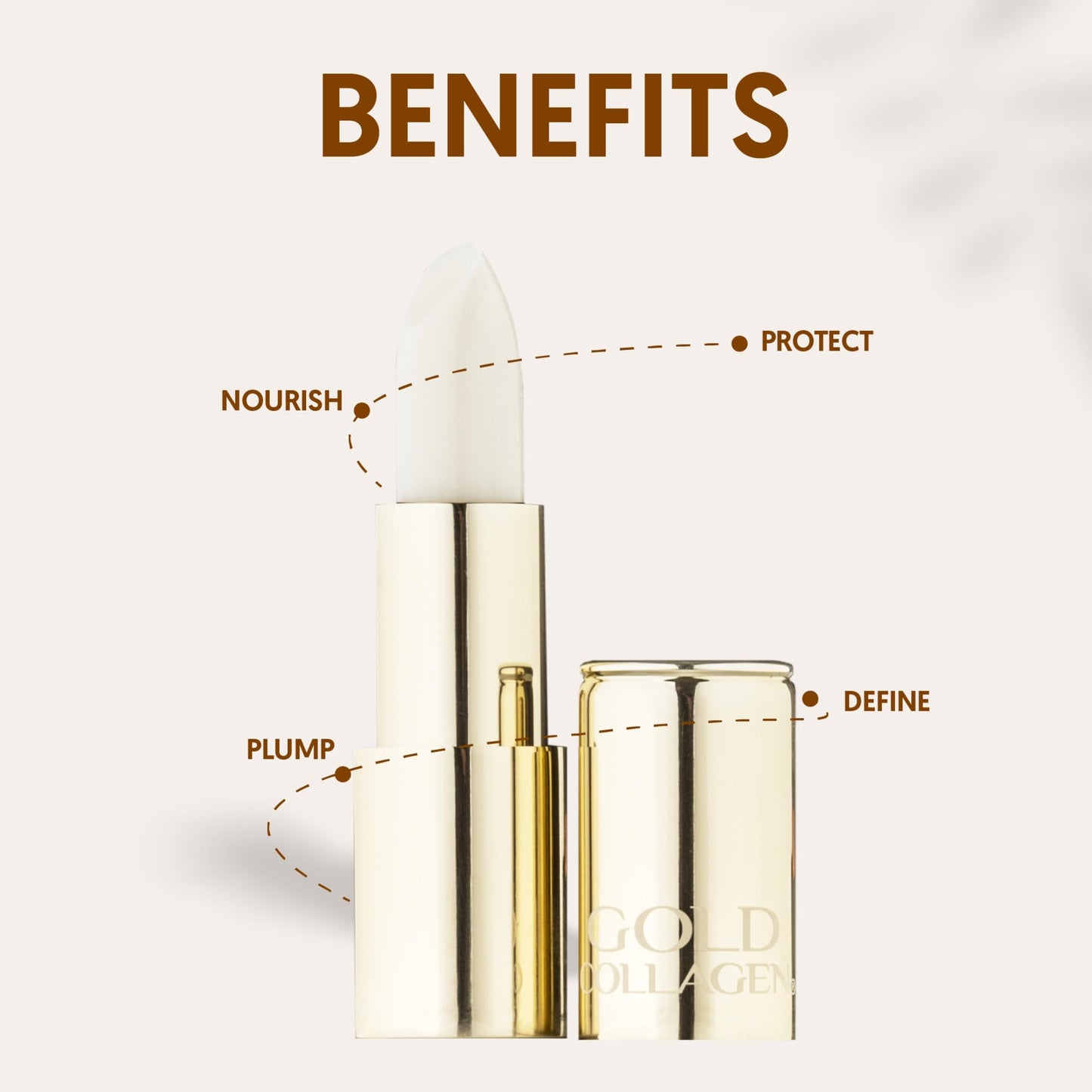 GOLD COLLAGEN Lip Volumiser - Anti-Ageing Lip Balm with Castor Oil, Coconut Oil, Vitamin E & Marine Collagen - Super Moisturising Lip Plumper with Beeswax for Healthier & Plumper Lips - Pearl Effect