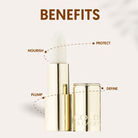 GOLD COLLAGEN Lip Volumiser - Anti-Ageing Lip Balm with Castor Oil, Coconut Oil, Vitamin E & Marine Collagen - Super Moisturising Lip Plumper with Beeswax for Healthier & Plumper Lips - Pearl Effect