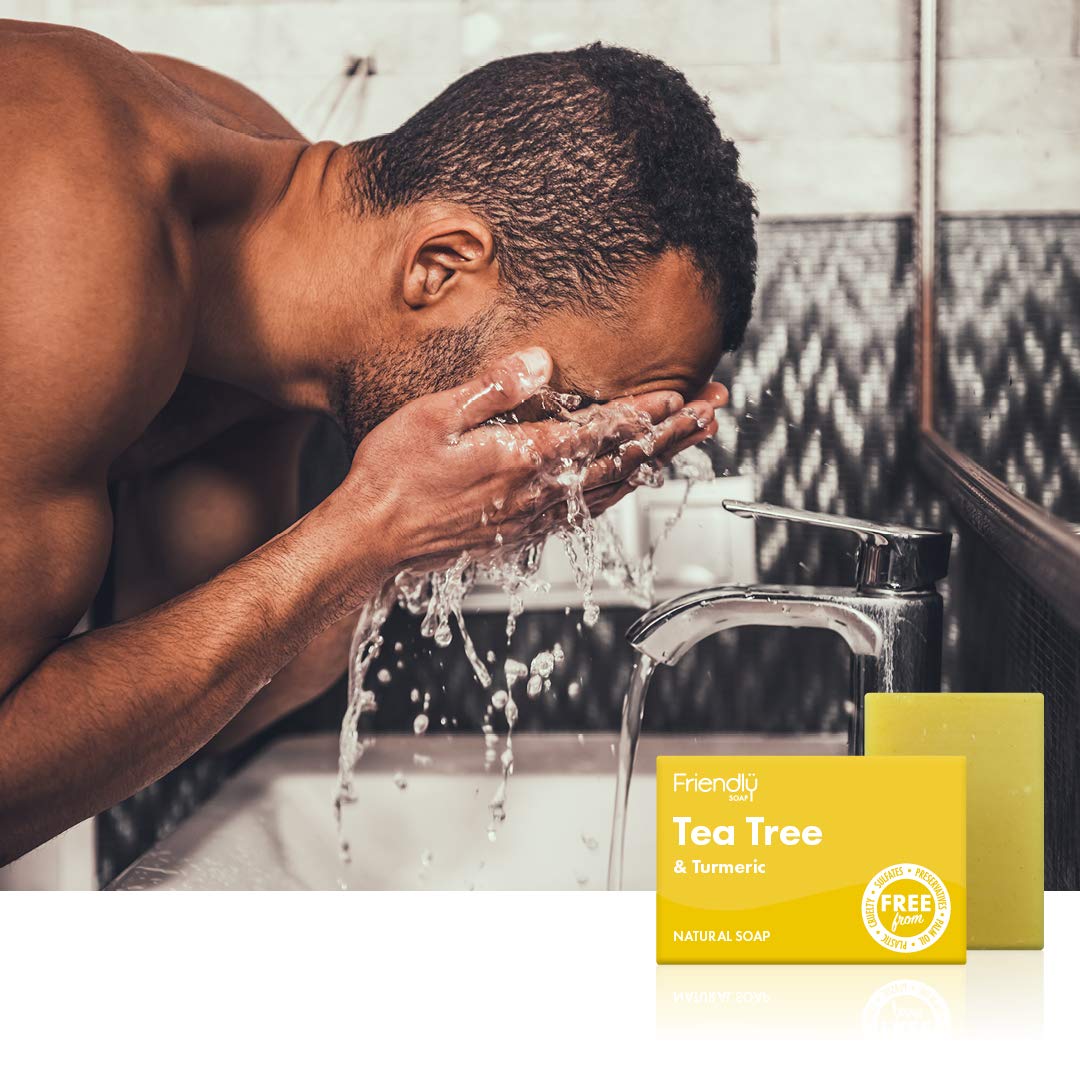Friendly Soap Handmade Natural Tea Tree & Turmeric Soap - Silky, Therapeutic, Antibacterial 95g