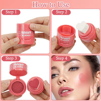 LOPHE Heart Stamp Blush, Stamp Blush with Heart Shaped Applicator, Air Cushion Blusher, Moisturizing Cheek Tint Blushers for Cheeks Make Up, Natural-Look Cheek Tint Set Long Lasting Makeup (#02)