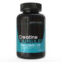 Gains Nutrition GN Creatine Capsules | 120 Creatine Monohydrate Capsules for Men & Women | High Strength Creatine - 2800mg Creatine Monohydrate Per Serving | Non-GMO, Gluten & Filler Free