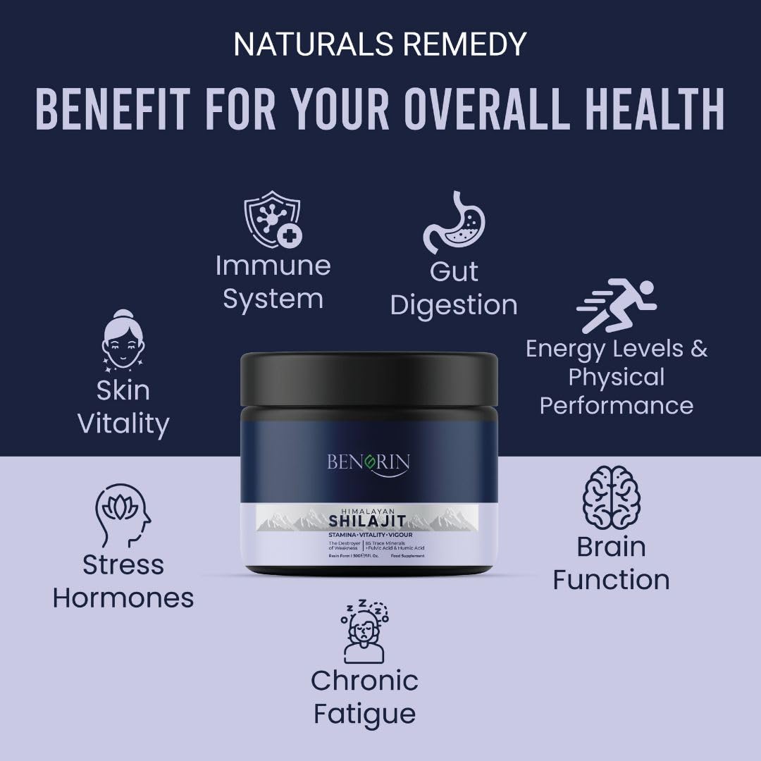 BENGRIN Premium Himalayan Shilajit Resin – Pure, Potent & Lab-Tested for Adults, Gold Grade 100% Pure, Rich in Fulvic & Humic Acid, Minerals, Immune System & Vitality Booster, Vegan