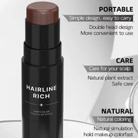 Ruojiar Double Ended Hair Color Stick,Root Cover Up Stick,Hairline Powder Sti/ck,Hair Shadow Powder,Instant Hair Loss Concealer for Thinning Ha/ir,Portable Design for Hairline & Beard,Water Resistant(Black)