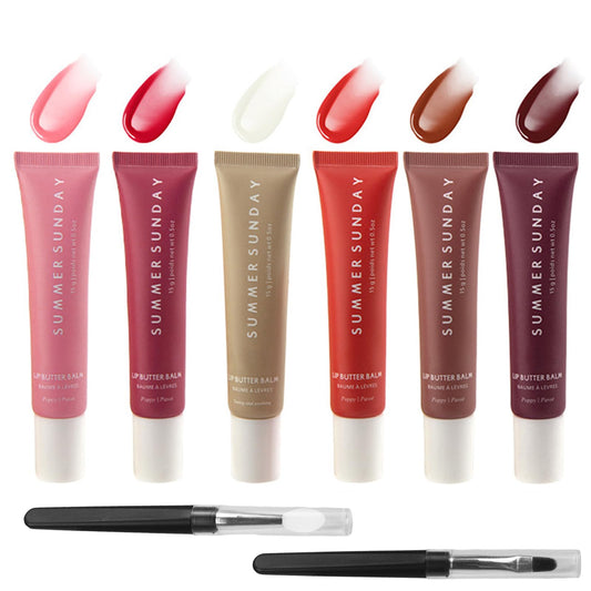FunnAura 6 PCS Summer Lip Butter Balm Set, Moisturizing Tinted Lip Balm Anti-cracked Plumping for Women Men