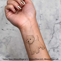 Azeeda 4 x 'Westie Dog' Temporary Tattoos - Water Resistant, Skin-Safe, Non-Toxic Transfers, Mixed Sizes (TO00041893)
