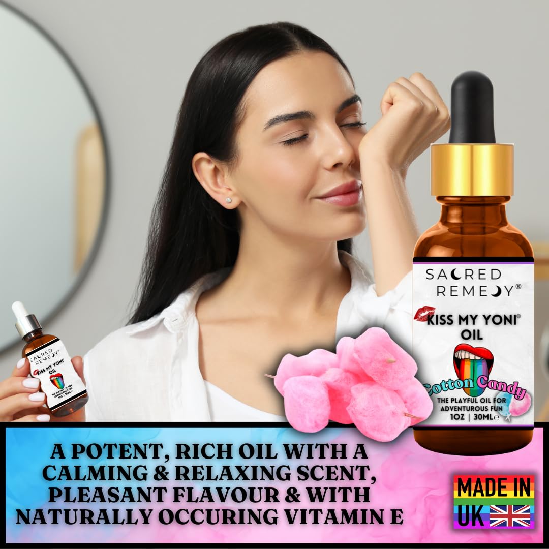 Kiss My Yoni Oil COTTON CANDY Premium Body Lotion Rub. Non-Sticky, 30ml, Massage Oil. Vegan, Natural, Organic, Non-Toxic.