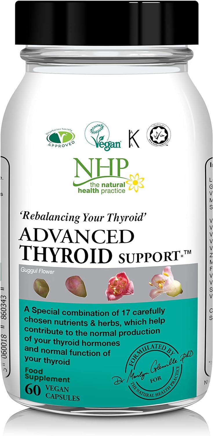 NHP The Natural Health Practice NHP Advanced Thyroid Support – A Powerful Blend of 17 Nutrients & Herbs for Optimal Thyroid Function, Energy, Hormonal Balance & Metabolism – 60 Vegan Capsules, No Fillers, Gluten-Free