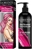 Lorenti Semi Permanent Direct Coloring Cream | Long Lasting Hair Colour Result | Rose Pink 250ml