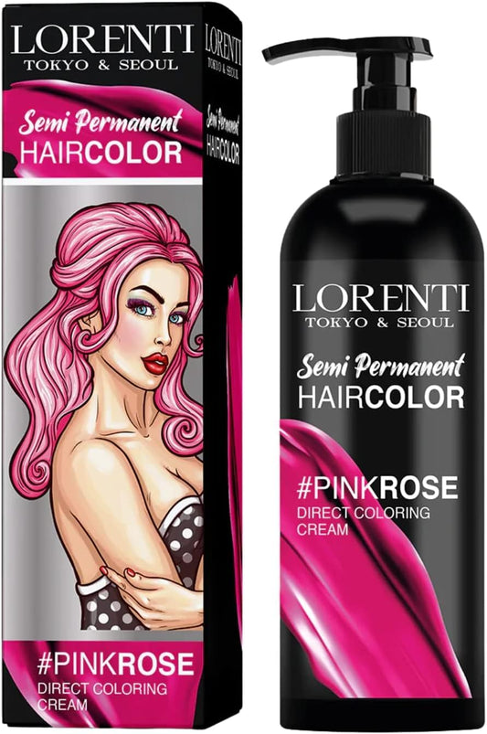 Lorenti Semi Permanent Direct Coloring Cream | Long Lasting Hair Colour Result | Rose Pink 250ml