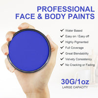 LOPHE Glow Neon Face Paint, 30g Water Soluble Face Body Makeup Pigment for Adults Kids Children, Water Based Neon Fluorescent Face Paint, Face Body Painting for Halloween Party Carnival