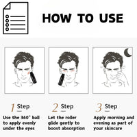 Caffeine Eye Serum for Men, Eye Roller for Dark Circles and Puffiness, Hydrating Eye Cream Anti Aging with 360° Massage Ball, Reduces Fine Lines & Wrinkles, Removes Eye Bags, Men Skincare, 10ml