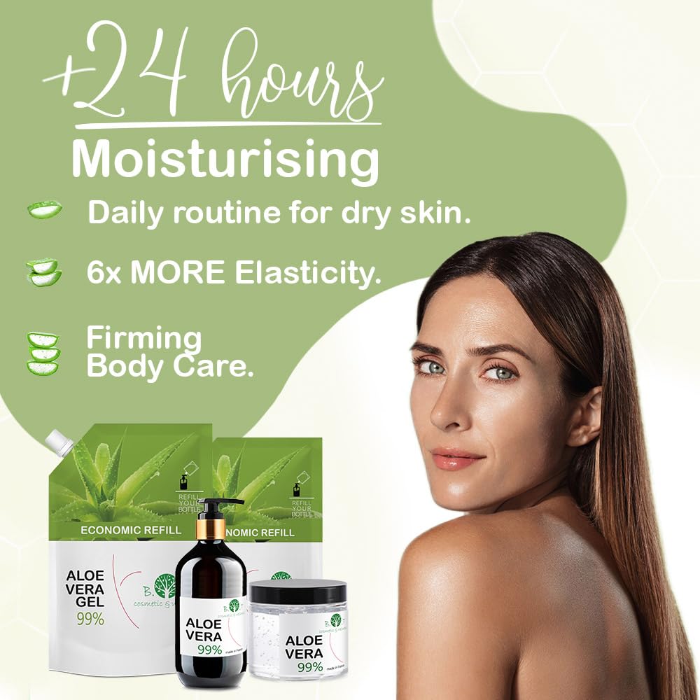 B.O.T cosmetic & wellness Aloe vera gel 100 pure 8.8 fl oz After sun Gel moisturiser After shave Face care Hair gel Wax aftercare Natural Organic Soothing Aloe Canary Islands