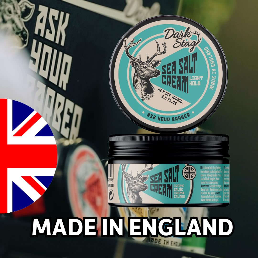 Dark Stag Sea Salt Cream, Light Hold Hair Styling Cream 100ml/3.5oz