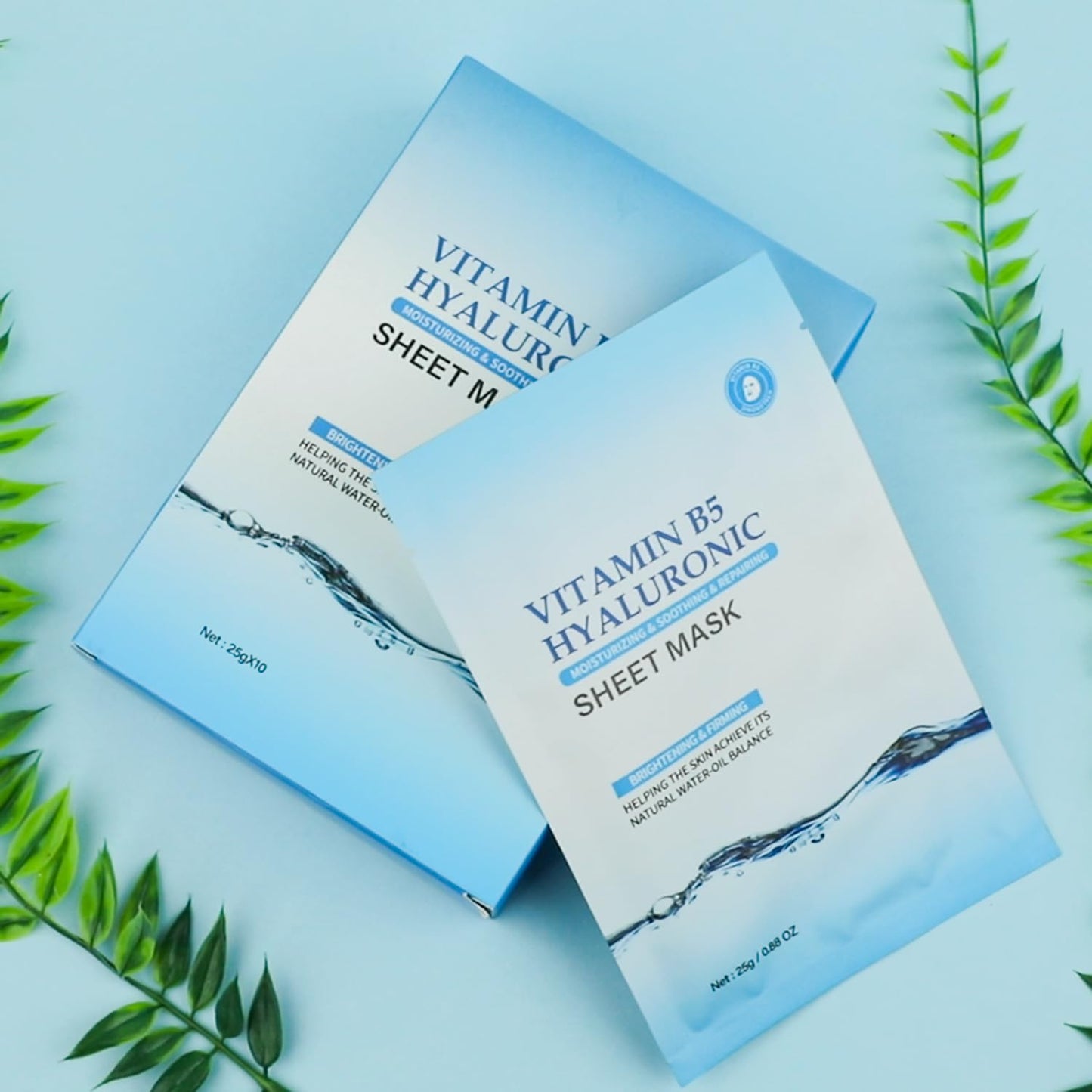 IREV Pack of 10 Hyaluronic Acid Face Masks Skincare with Vitamin B5, Daily Care Face Sheet Mask Hydrating Moisturizing Facial Mask Beauty Face Mask for All Skin