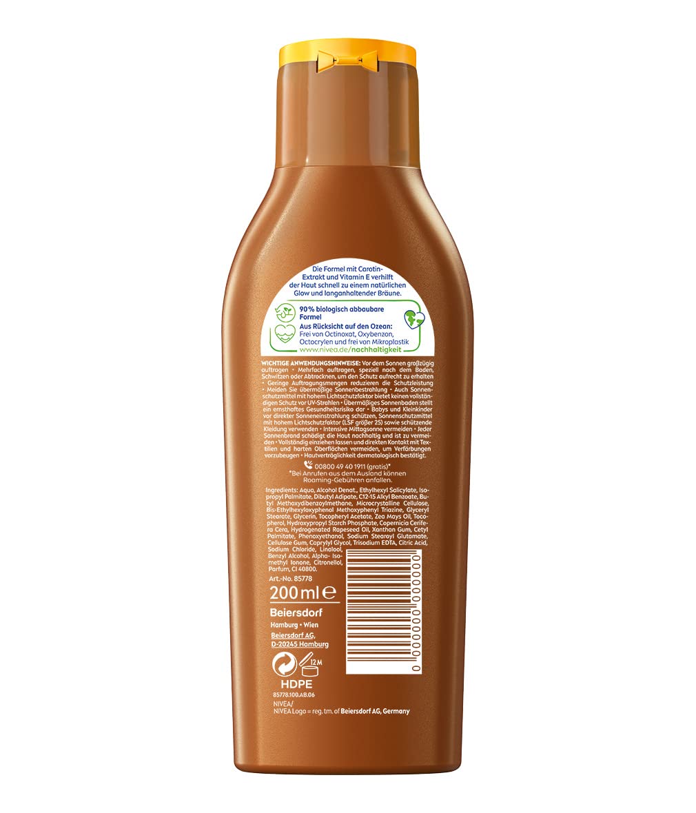 NIVEA Nivea Sun Tropical Bronze Sun Lotion SPF 6, Sun Protection for Long-Lasting Tan without Self-Tanning, Sun Cream with Carotene Extract and Vitamin E, 200 ml