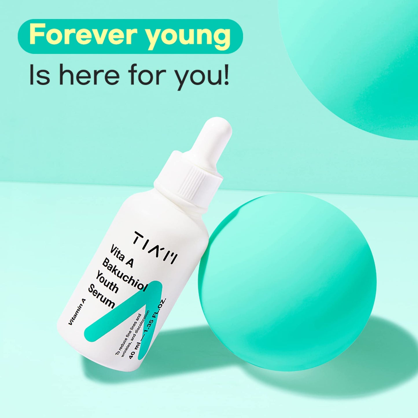 TIAM Vita A Bakuchiol Youth Serum – Intense Firming Face Serum | Face Brightening Vitamin A Serum for Face | Fish Collagen- Infused Skin Brightening K beauty Skincare Serum (1.35 fl. oz.)