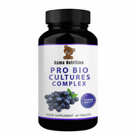 Powerful Pro Bio Cultures - Prebiotics & Probiotics Complex - Chewable Blueberry Gummy Tablets - 8 Billion CFU - Natural Organic Formula - 60 Gummies