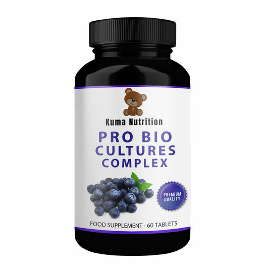 Powerful Pro Bio Cultures - Prebiotics & Probiotics Complex - Chewable Blueberry Gummy Tablets - 8 Billion CFU - Natural Organic Formula - 60 Gummies