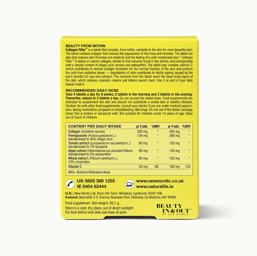 New Nordic Ltd New Nordic Skin Care Collagen Filler - 60 Tablets - Reduce Wrinkles with Marine Collagen Supplement - Dairy Free - Contains Pomegranate