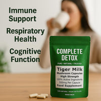 Tiger Milk Mushroom Capsules 500mg | High Strength | Pure & Natural Supplement | No Fillers or Binders | Vegan | Cognitive & Immune Support | Made in UK by Complete Detox