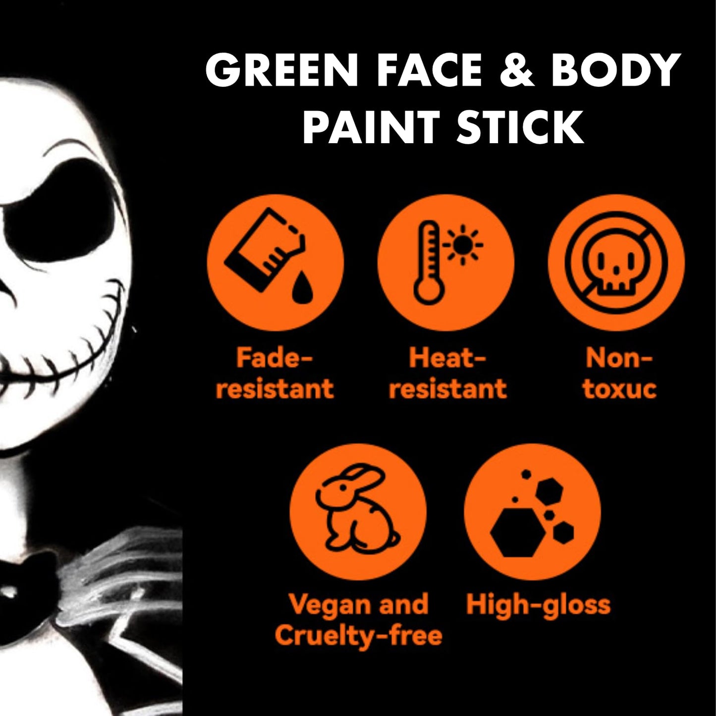 CTUBLIAUNX Green Face Paint Stick - Face & Body Paint for Halloween Cosplay Costume Party, Easy Application Green Stick for Witch Grinch Makeup