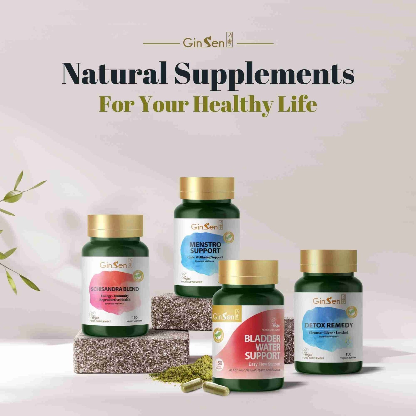 GinSen Bladder Water Support 150 Capsules | Helps Bladder Health, Frequent Urination, Natural Bladder Control | Herbal Extract&Vitamins UK Made