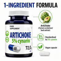 Hepatica Artichoke Extract 5,000mg Equivalent | 500mg 10:1 Cynara Scolymus Extract | Standardised to 5% Cynarin (25mg) | 120 Vegan Capsules | 4-Month Supply | 3rd Party Lab Tested