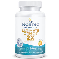 Nordic Naturals Ultimate Omega 3 2X, 2150mg Omega-3 Capsules High Strength Fish Oil Supplements with EPA and DHA, 60 Softgels, Lemon Flavour, Soy Free, Gluten Free