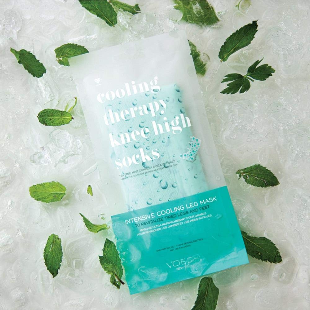 VOESH Voesh Cooling Therapy Knee-high Socks to Revitalize Tired Legs & Feet, Intensive Cooling foot Mask, 1 pair