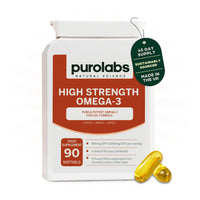Purolabs Omega 3 Fish Oil Capsules – High Strength Omega 3 with 660mg EPA & 440mg DHA per Serving – Premium Omega 3 Capsules for Heart, Brain & Vision Support – 90 Easy-to-Swallow Softgels