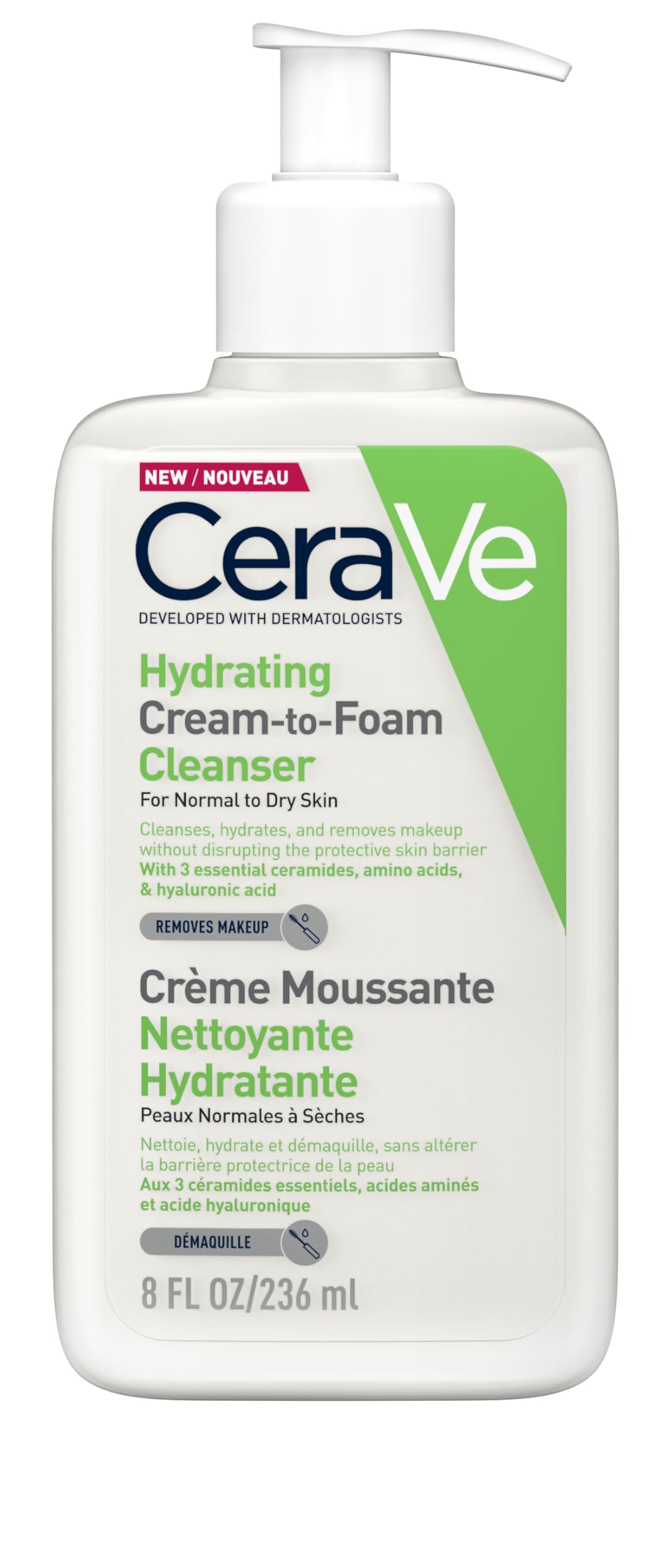 CeraVe Cream-to-Foam Cleanser with Amino Acids for Normal to Dry Skin 236ml