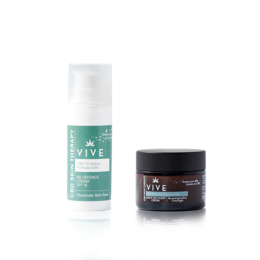 VIVE SkinCare Therapy - Glow Ritual Bundle - BB Cream SPF15 - Night Cream - Face Cream For Mature Skin - Skin Illuminator - Healthy Skin Glow