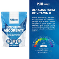 Pure Source Nutrition Pure Sodium Ascorbate Food Buffered Vitamin C L Ascorbic Acid Powder Food Grade 250g Vegan Supplements