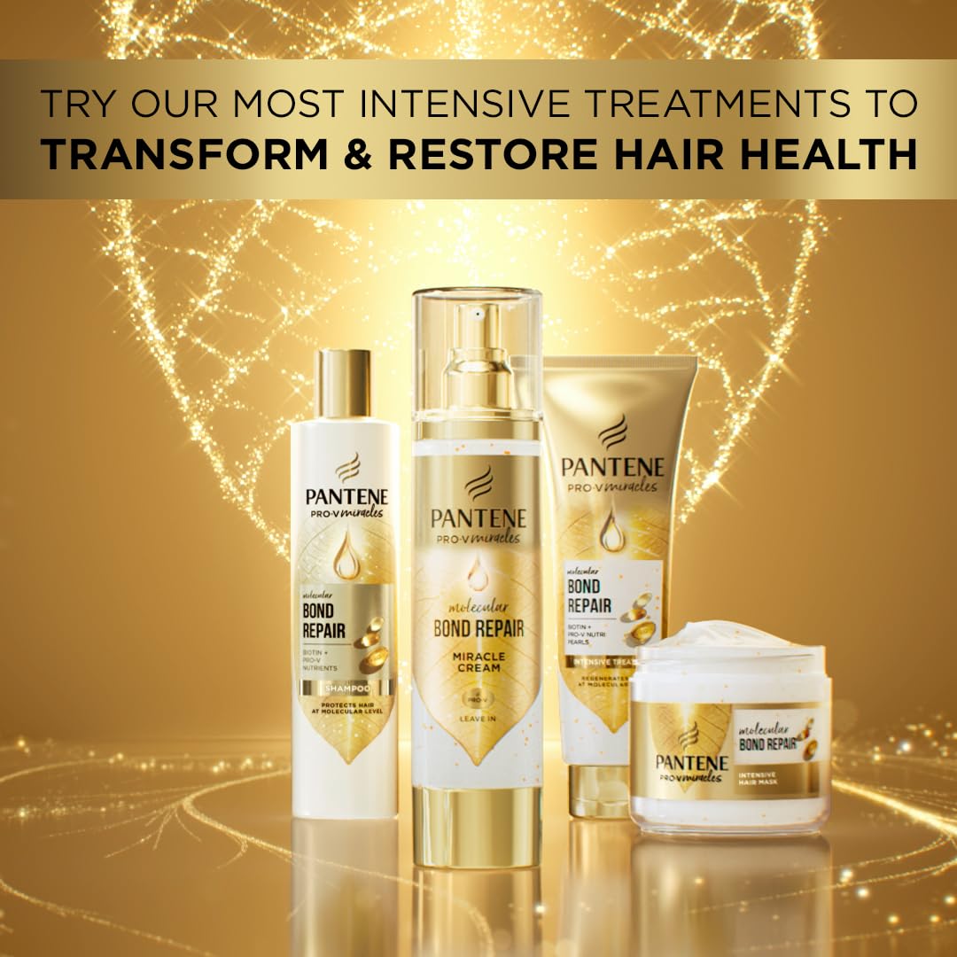Pantene Molecular Bond Repair Leave in Cream 90ml. Hair Treatment with Pro-V Concentrated Formula for All Types Of Damaged Hair. Nourishes, Strengthens And Soften Hair. Repairs Split Ends