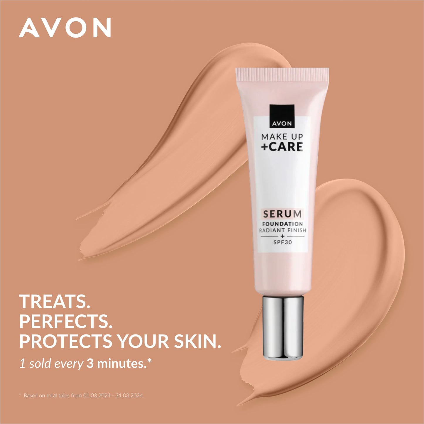 Avon Serum Foundation 30ml, SPF 30, Serum Infused Formula for Light-Medium Coverage, Locks in Moisture, Cruelty Free, Creamy Natural