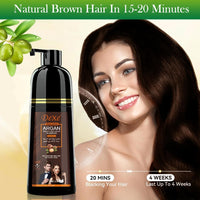 JRTTOSSE Instant Black Hair Shampoo 420ml - Semi-Permanent Black Hair Dye shampoo for Natural Hair, Lasts 30 Days, Fast Acting Formula for Men & Women (Dark Brown)