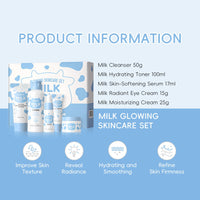 INSKIN Milk Skin Care Sets & Kits, Milk Skincare Set for Women Skincare, Christmas Gifts For Young Adult, Travel Facial Skincare Kit,Daily Face Care -Cleanser, Toner, Serum, Eye Cream & Moisturizer