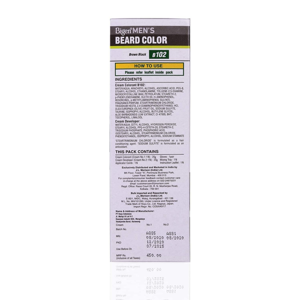 Bigen Men's Beard Colour | No Ammonia Formula with Aloe Extract & Olive Oil - 102 Brown Black