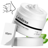LANBENA Blackhead Mask (30g), 60 Pieces Nose Pore Strips, Note: Cream Goes Dry out/Gunk below 25 Degrees, Place Bottle in Boiling Water to Soften