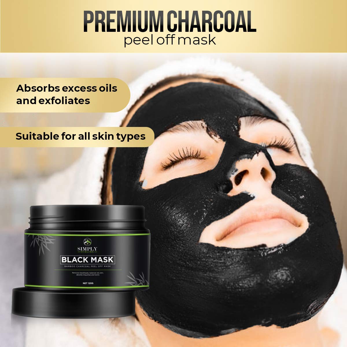 Simply Sublime Peel Off Face Masks - Blackhead Remover Mask - Charcoal Face Mask - Face Masks Beauty Peel Off - Blackhead Mask - Acne Treatment For Men or Women - Face Masks Skincare